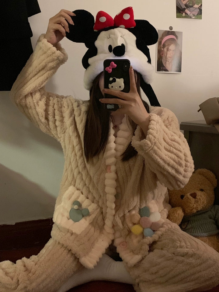 Cozy Fleece Button-Down Pajama Set