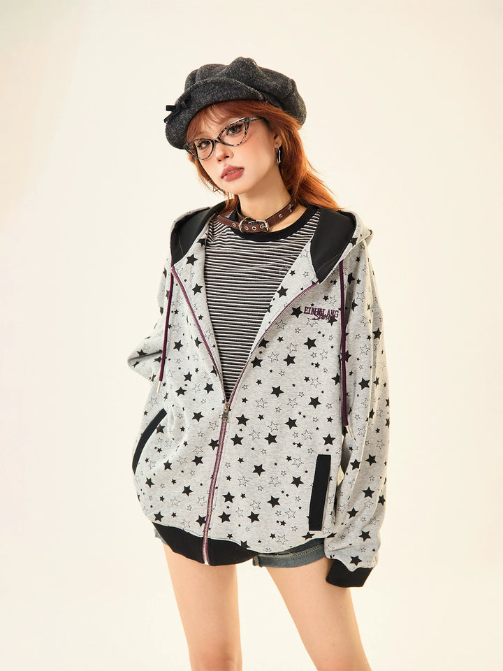 Star Pattern Hoodie Sweatshirt