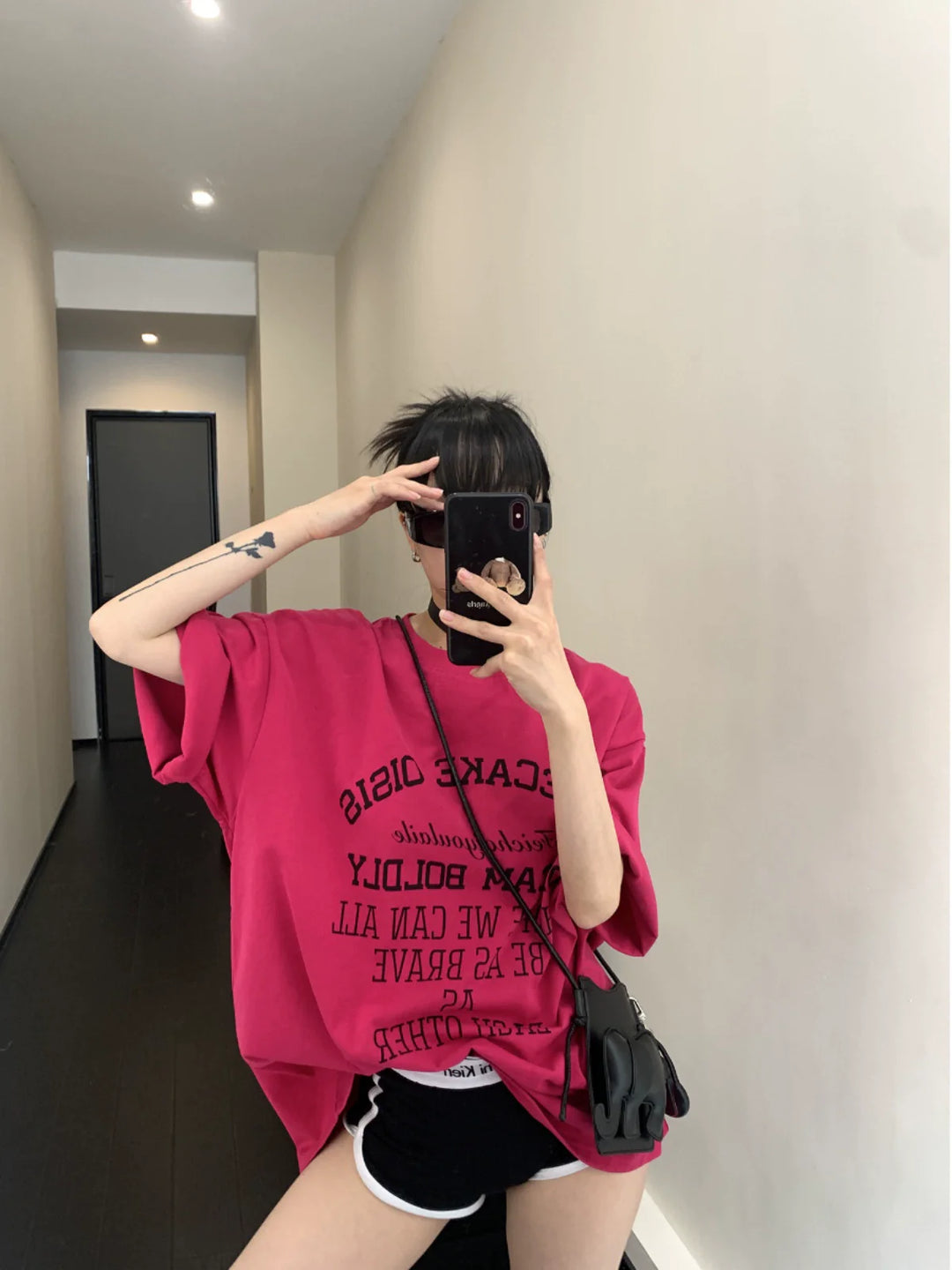 Oversized Cotton Short Sleeve Letter T-Shirt