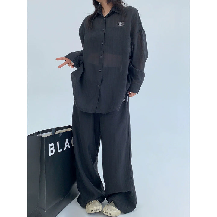 Loose Wide-Leg Straight Drape Pants