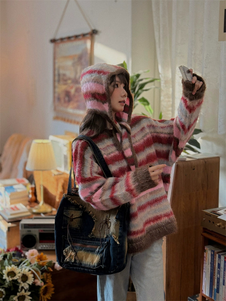 Striped Wool Hoodie Sweater
