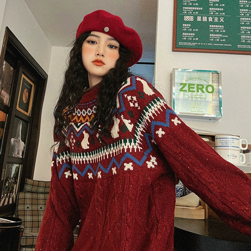 Cozy Nordic Pattern Wool Sweater