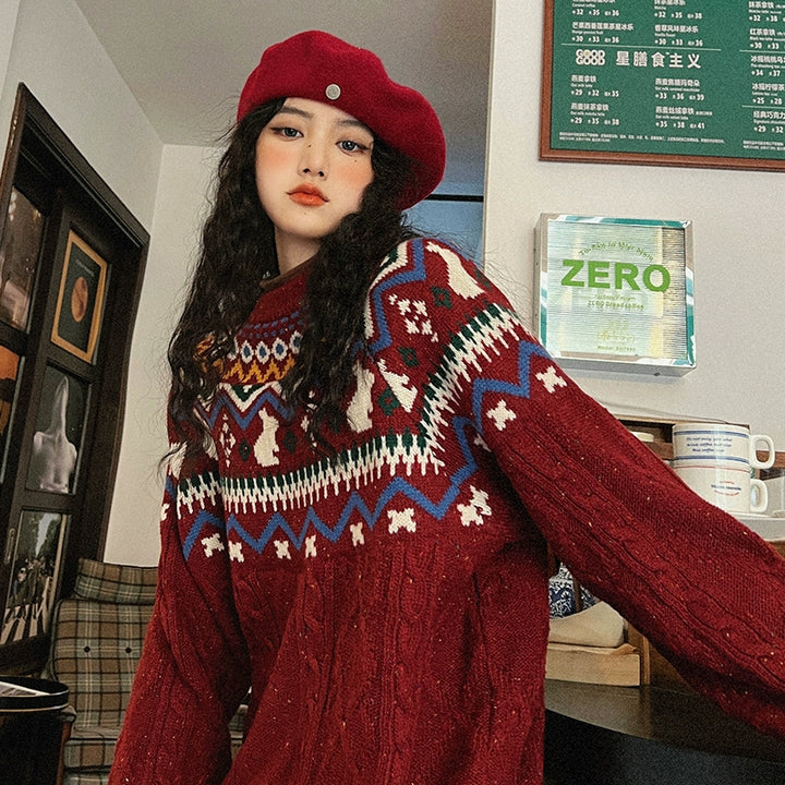 Cozy Nordic Pattern Wool Sweater