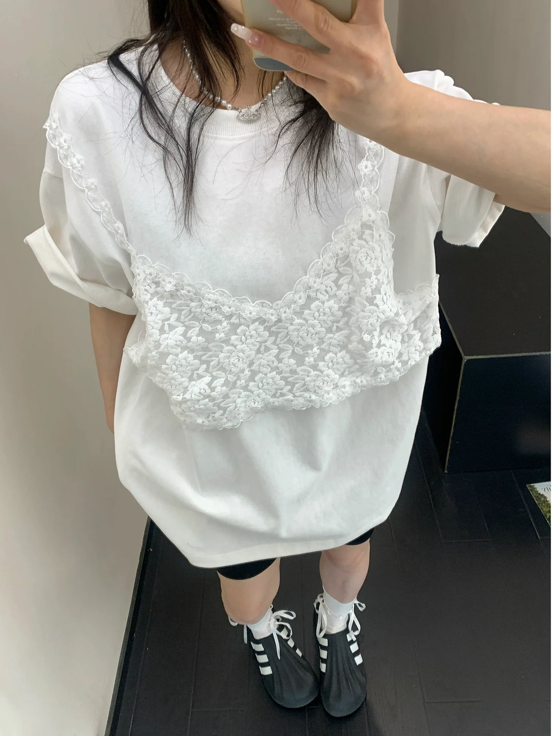 Lace Loose Short-Sleeve T-shirt
