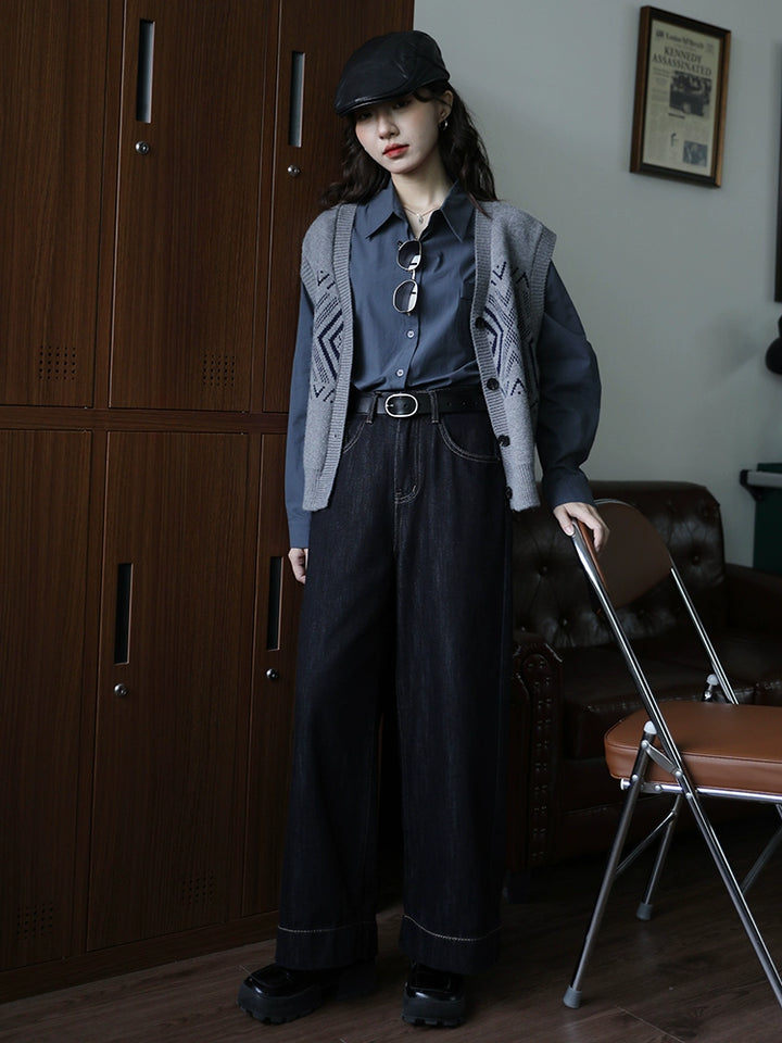 Wide-Leg Denim Pants