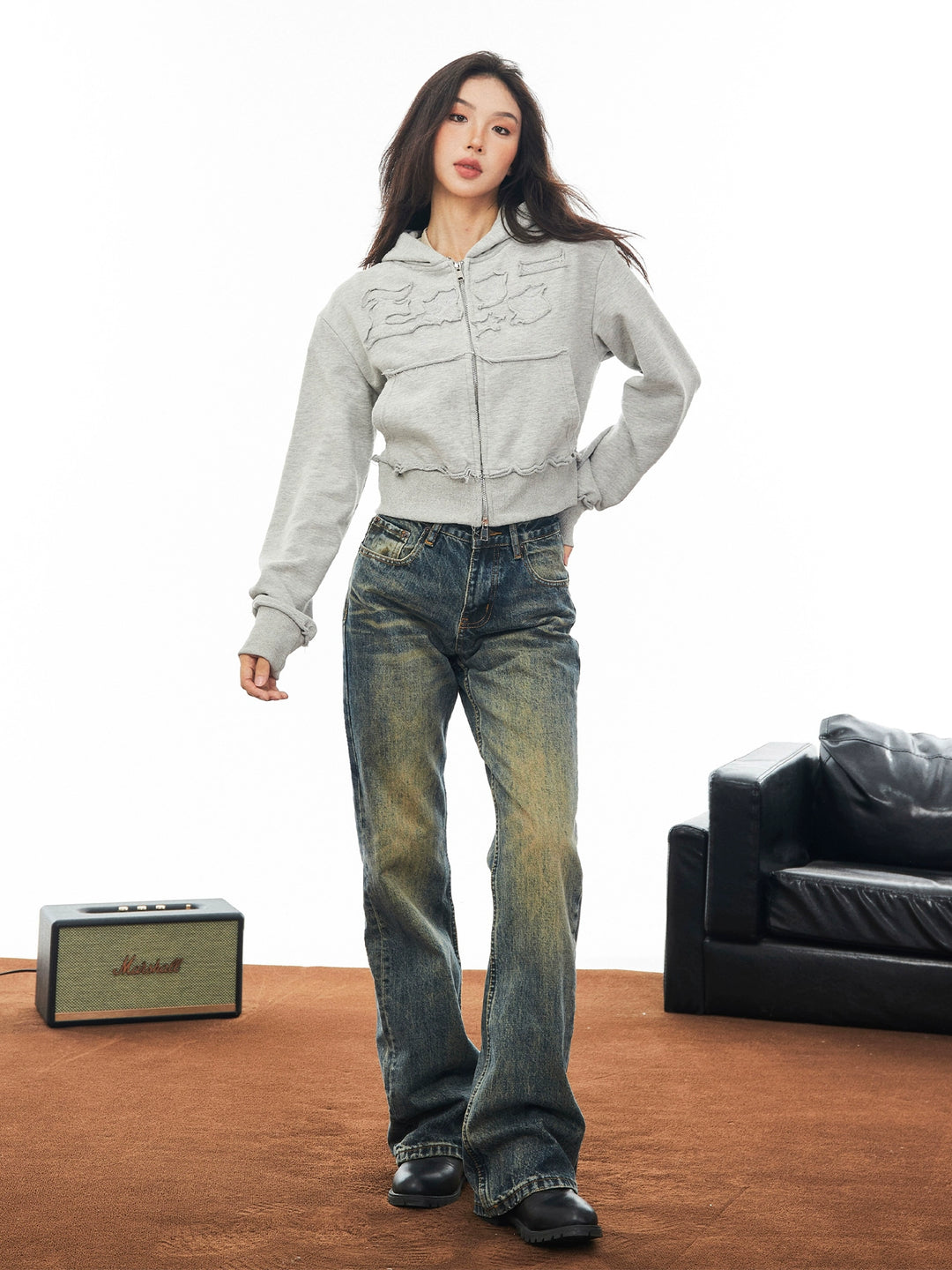 Wide-Leg Denim Pants