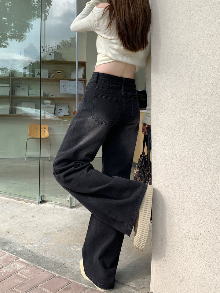 Wide-Leg High-Waisted Denim Pants