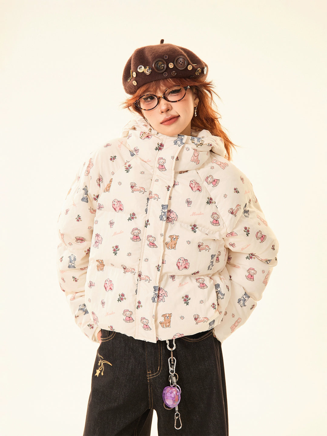 Printed Cotton-Padded Hooded Jacket