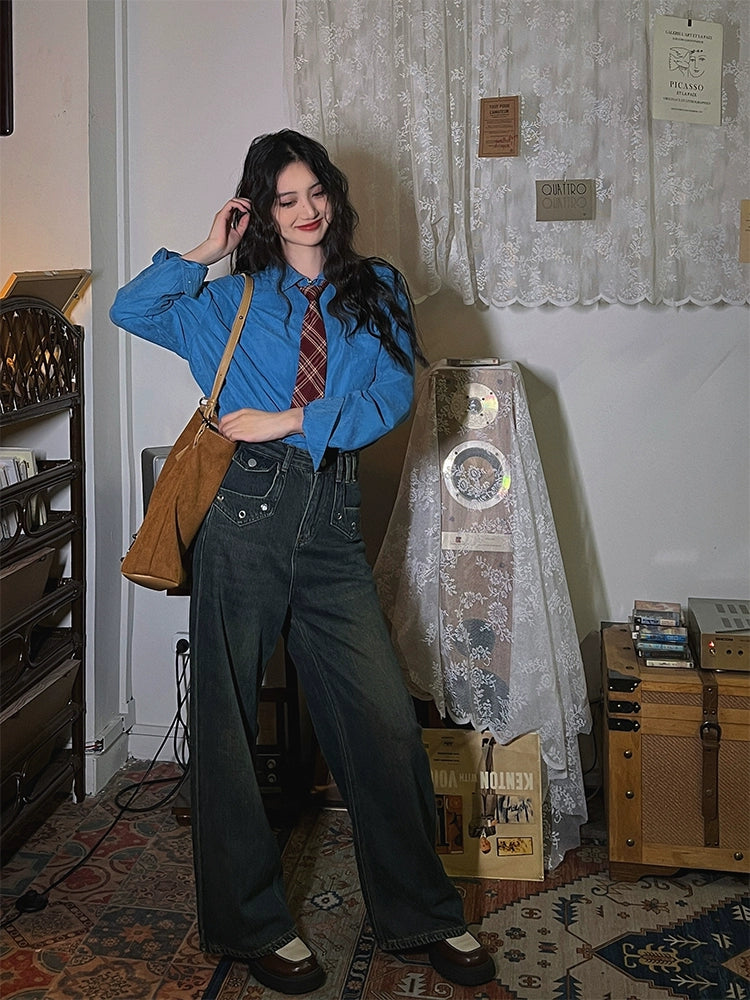 Wide-Leg High Waist Jeans