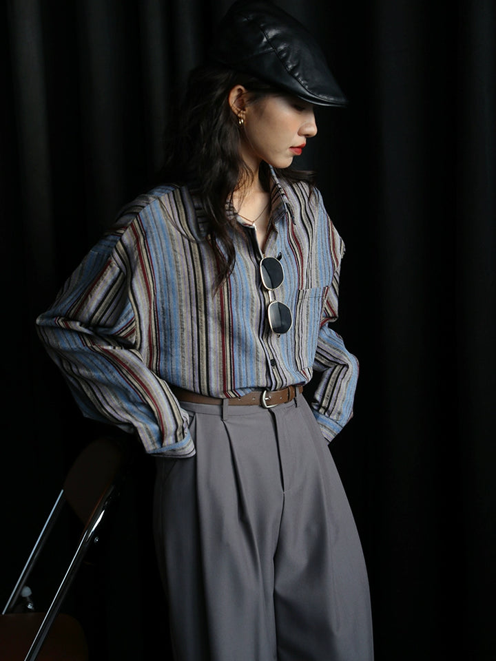 Striped Button-Up Casual Shirt