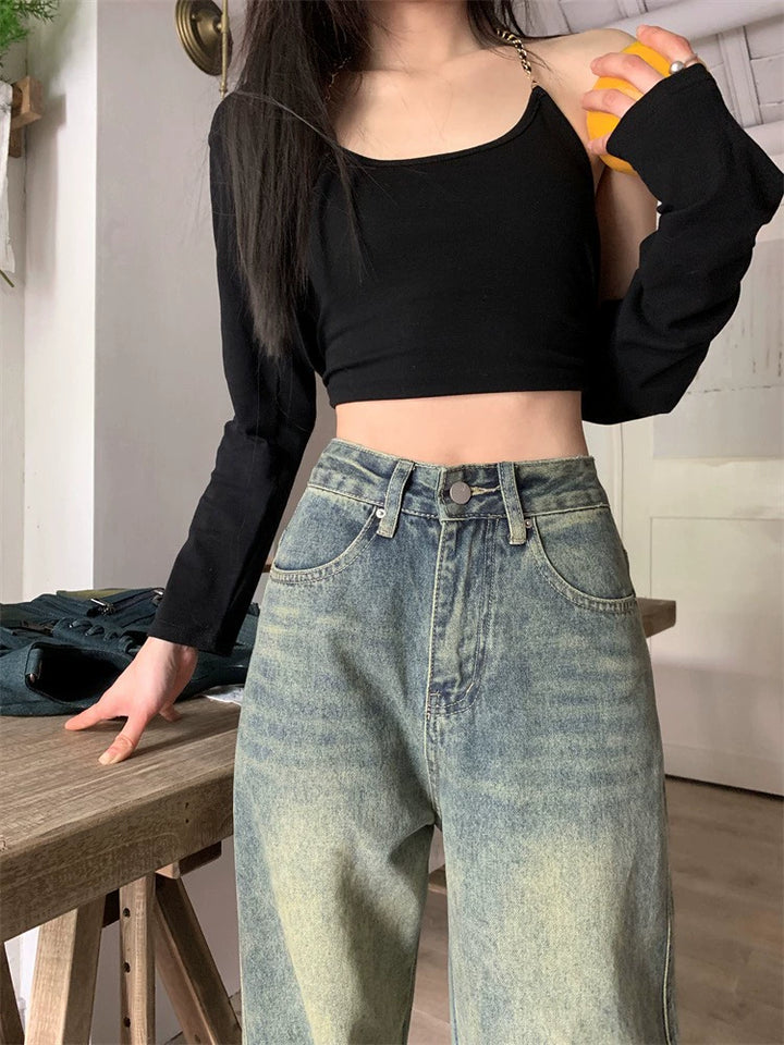 High Waist Wide-Leg Denim Pants