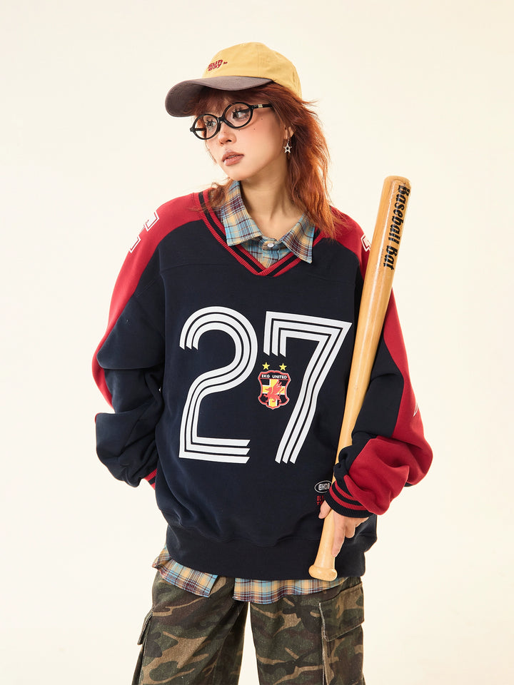 Oversized Number Graphic Sweatshirt