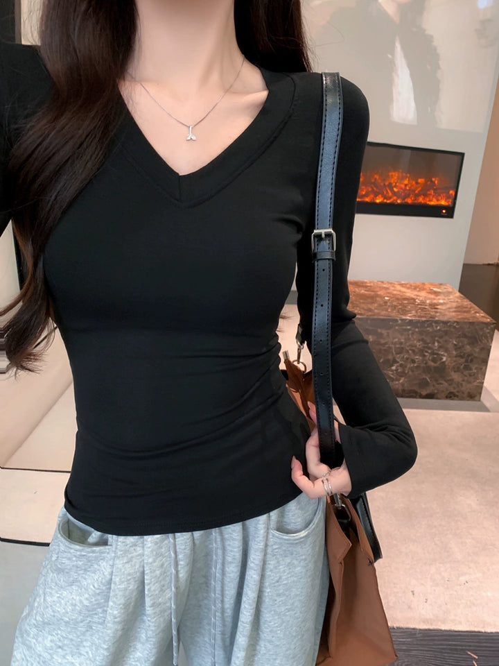 V-Neck Long Sleeve T-Shirt