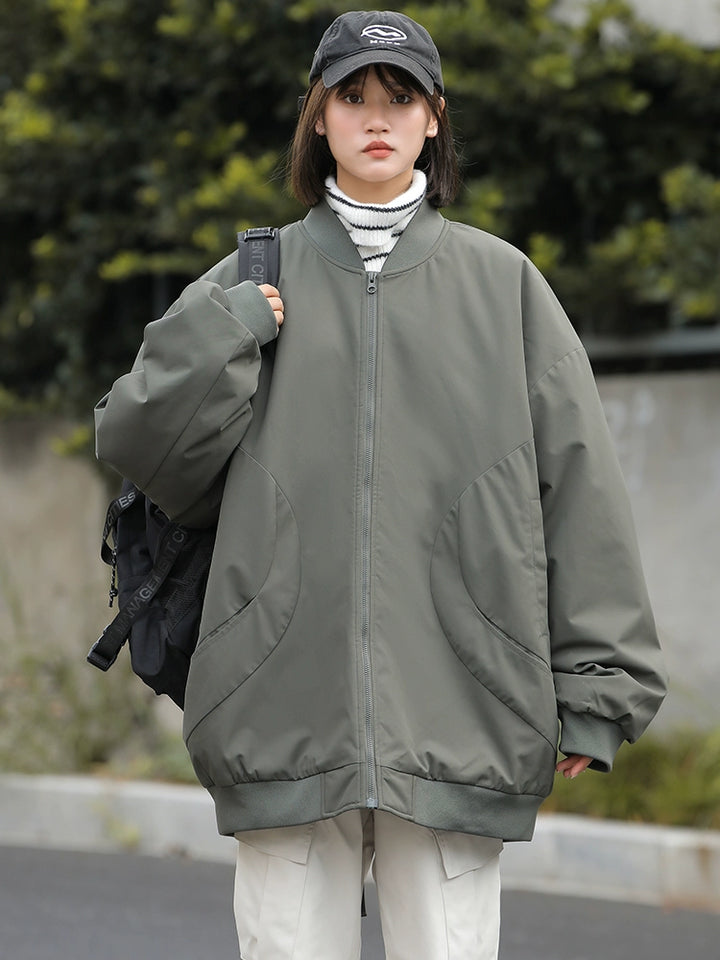 Oversized Cotton-Padded Zipper Jacket