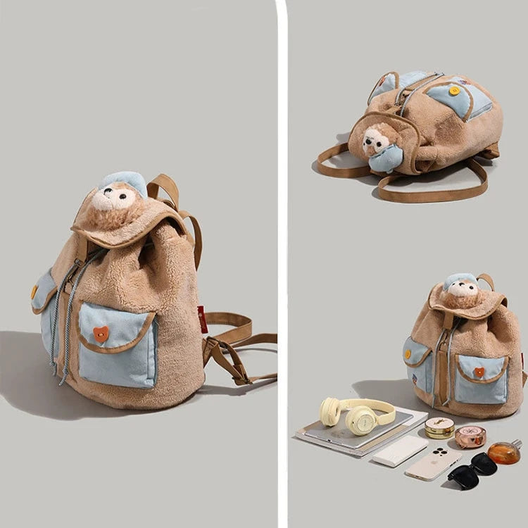 Bear Decoration Plush Backpack