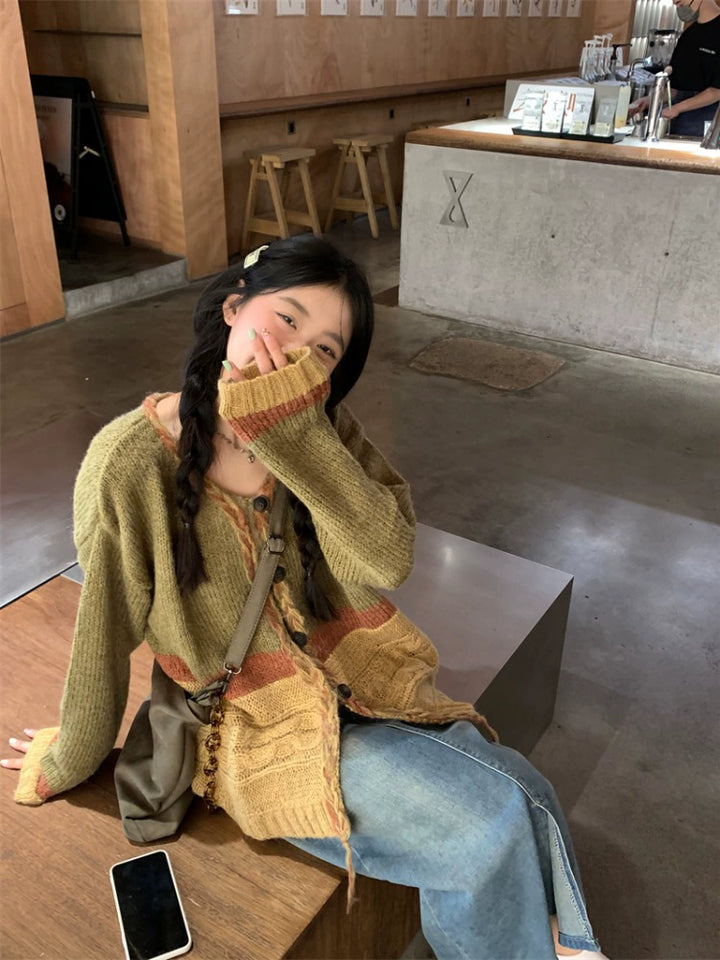 Chunky Button Knit Wool Sweater