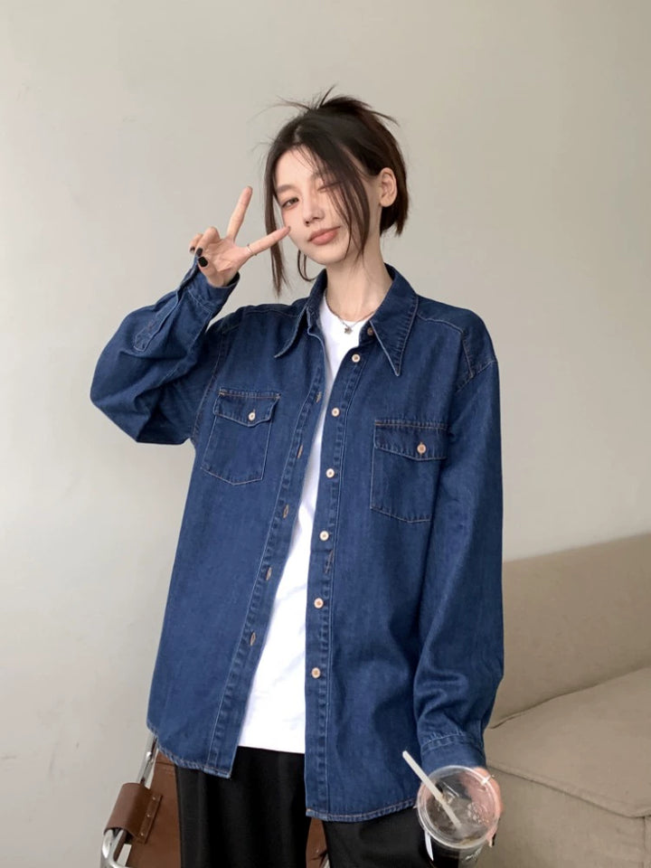 Casual Denim Button-Up Shirt