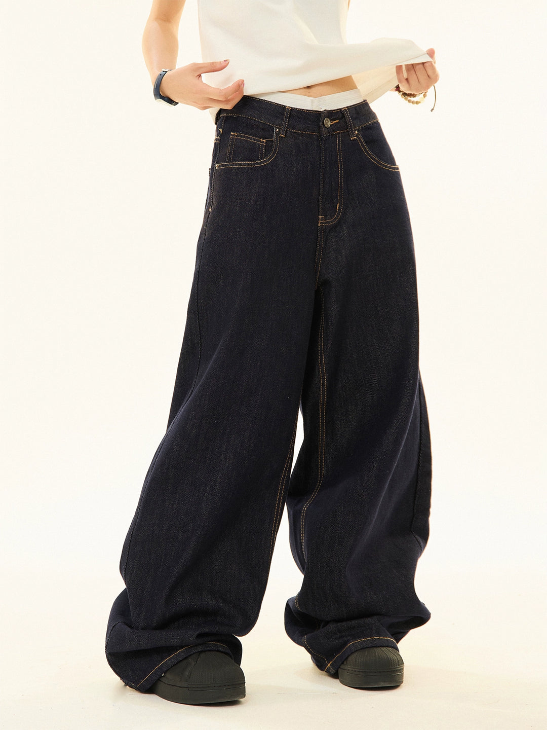 Wide-Leg Denim Pants