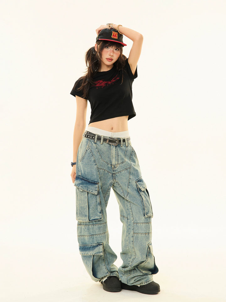 Vintage Multi-Pocket Cargo Jeans
