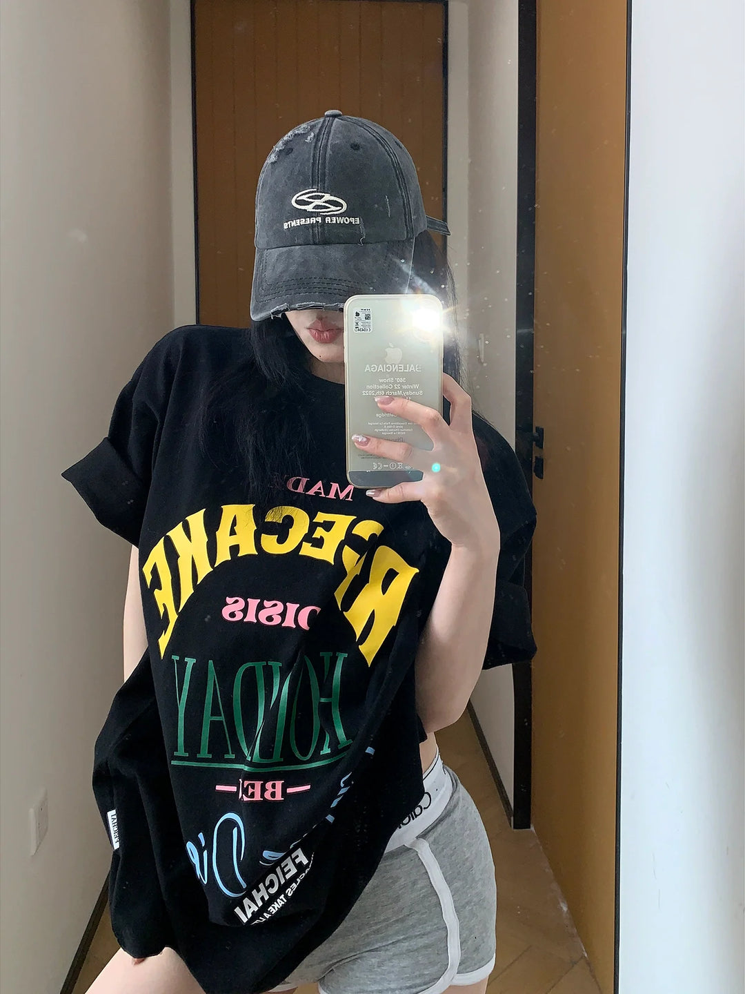 Oversized Letter Print Short Sleeve T-Shirt