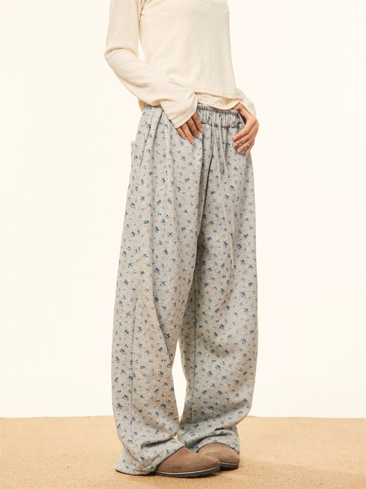 Floral Pattern Loose Fit Casual Pants