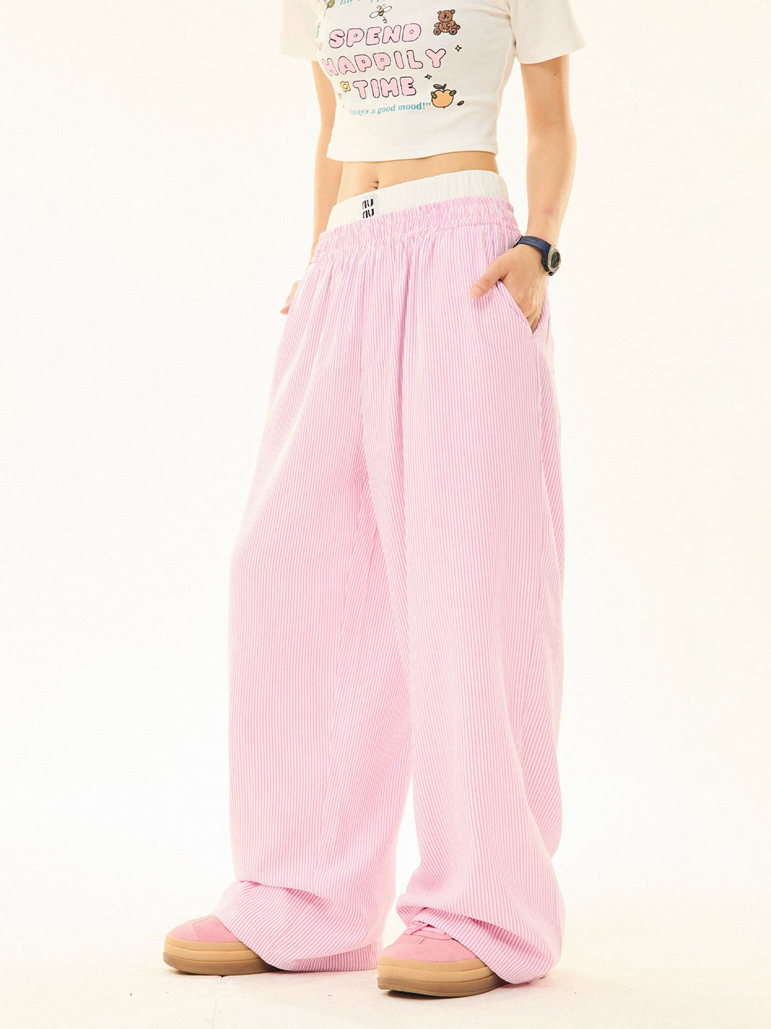 Striped Casual Straight Pants