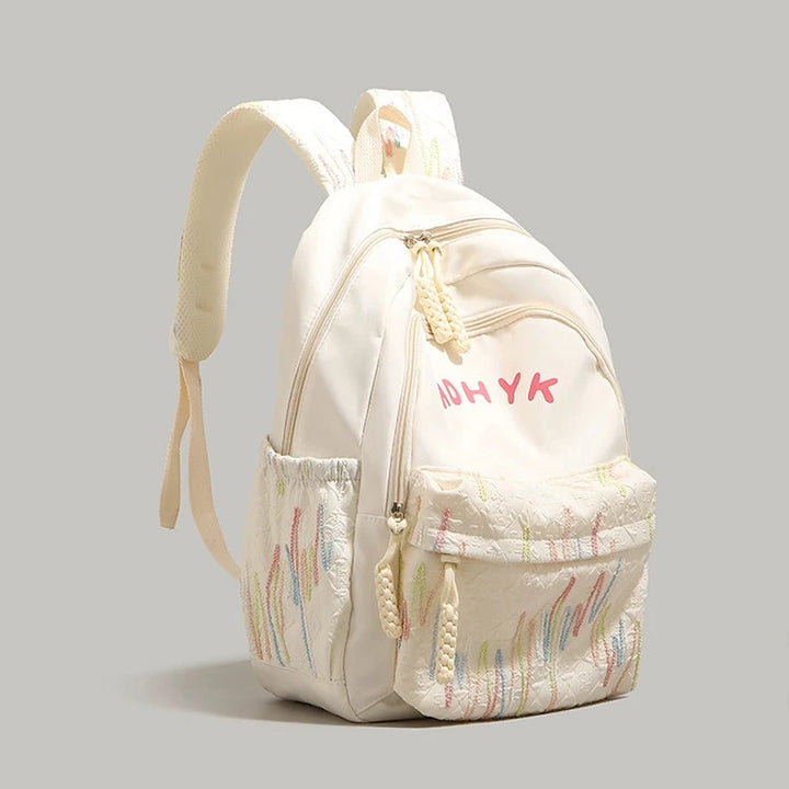 Lettering Print Textured Backpack