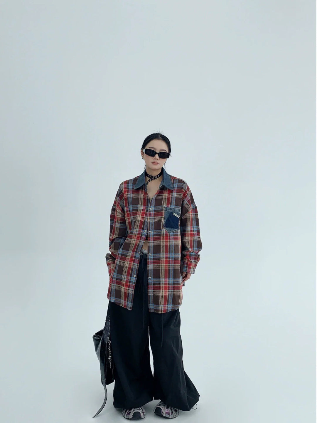 Long Sleeve Button-Up Plaid Shirt