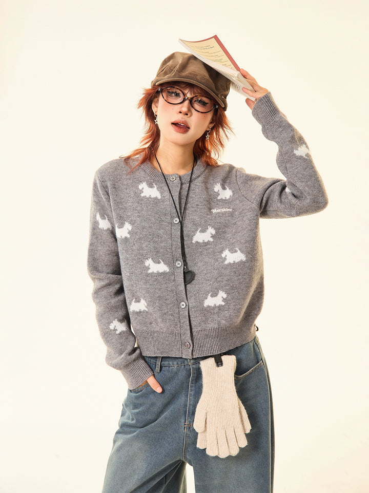 Button Front Patterned Wool Sweater