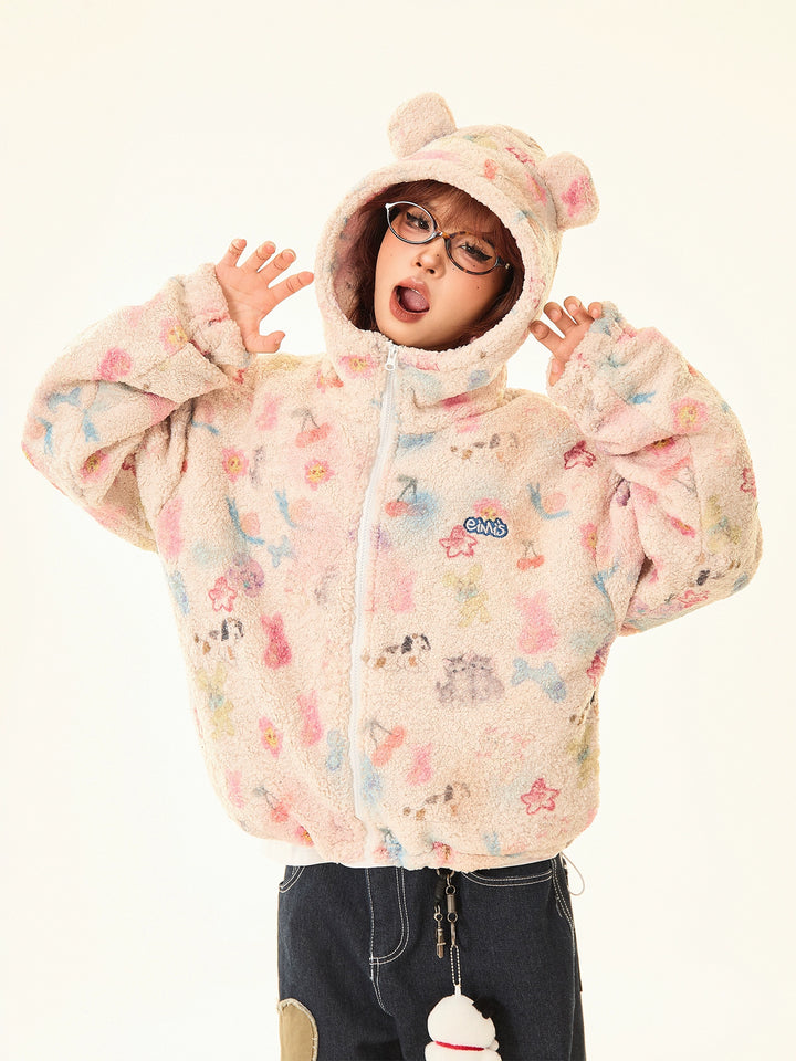 Warm Fleece Hooded Short Coat