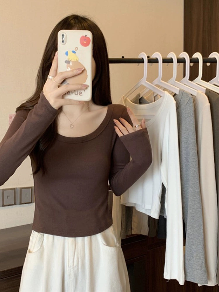 Long-Sleeve Scoop Neck T-Shirt