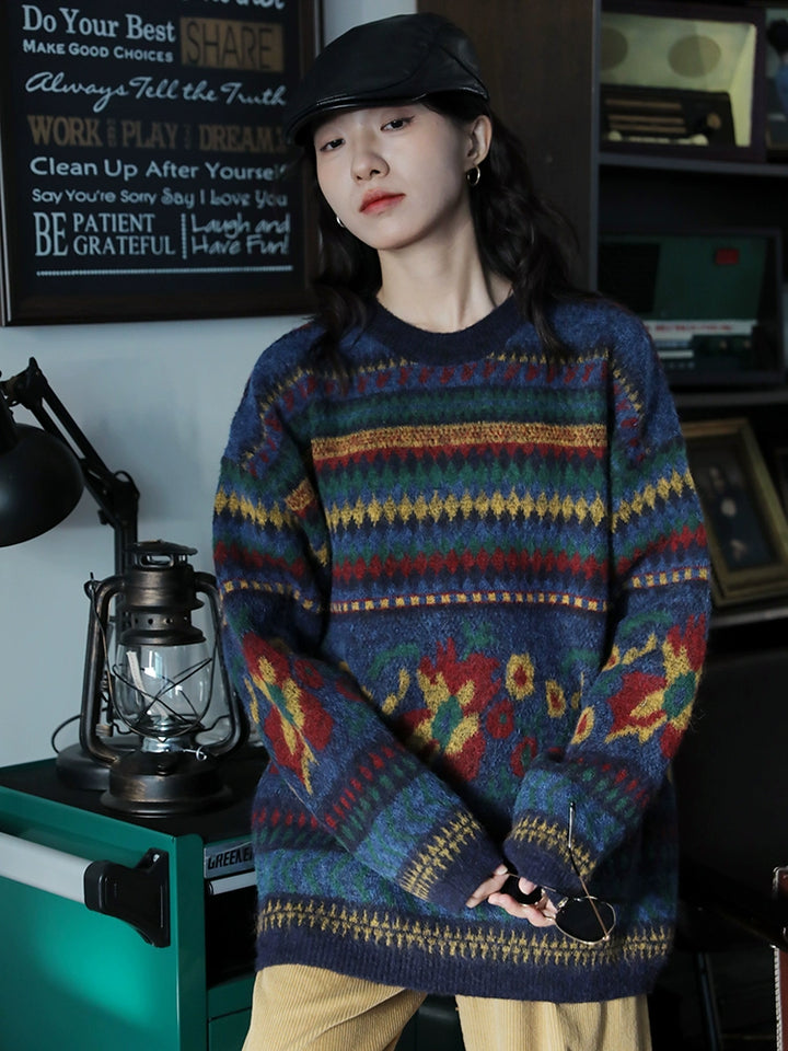 Geometric Pattern Knit Sweater