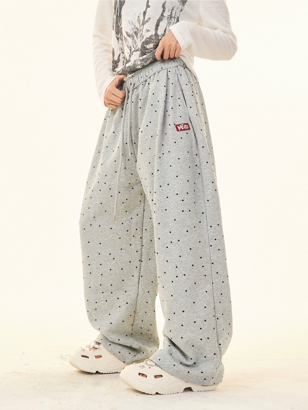 Polka Dot Wide-Leg Casual Pants