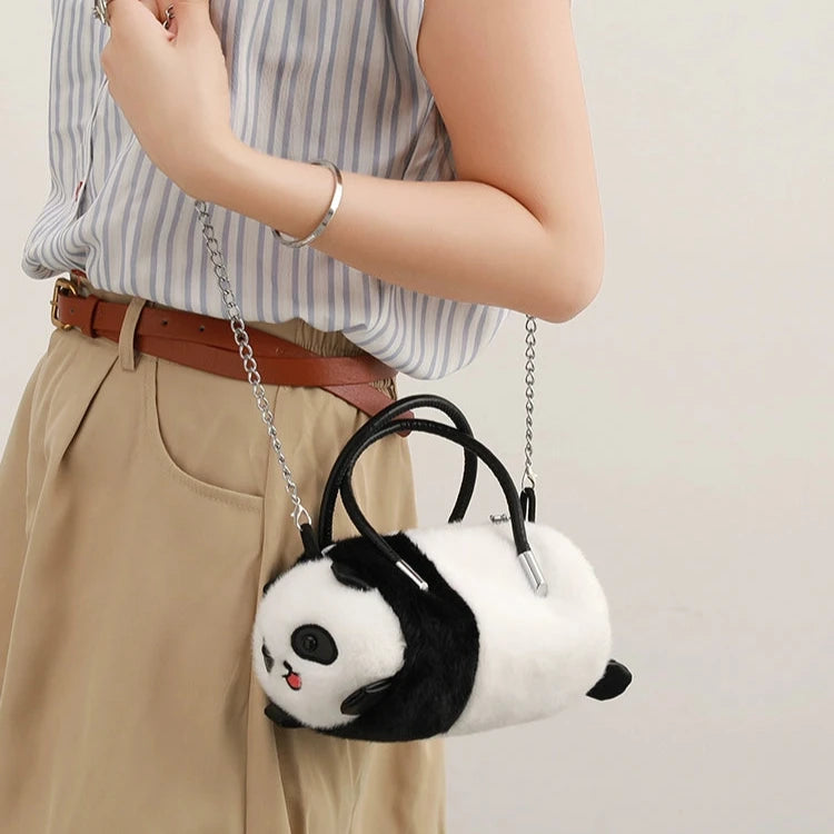 Plush Panda-Shaped Handbag