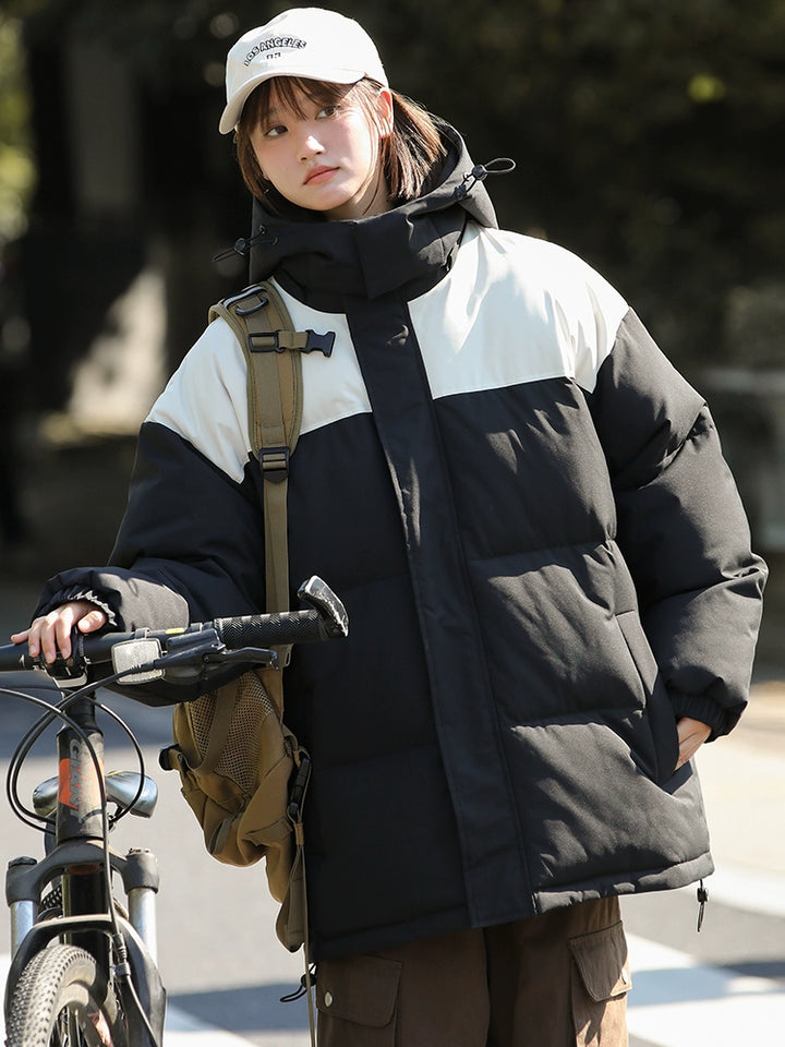 Drawstring Hooded Cotton-Padded Jacket
