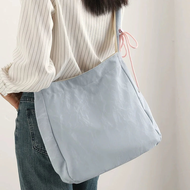 Ruffled Strap Tote Bag