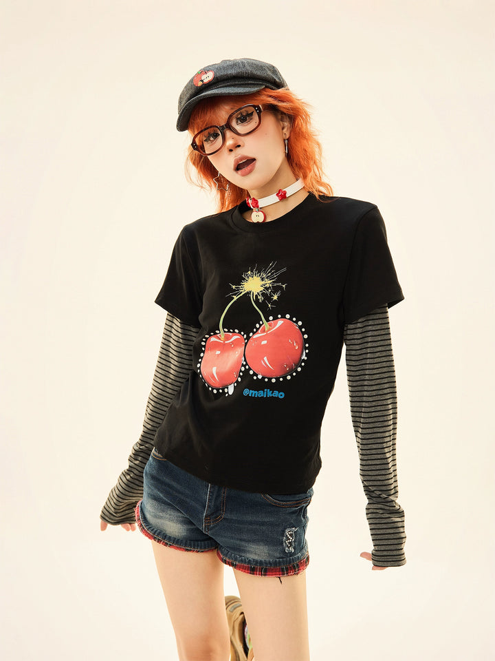 Cherry Bomb Graphic Long Sleeve T-Shirt