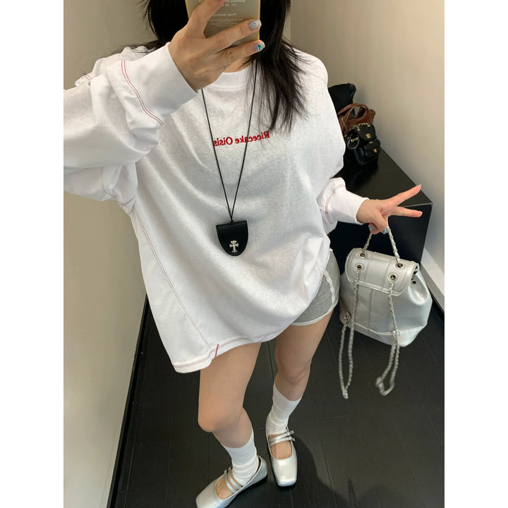 Loose Fit Embroidered Long Sleeve Turtleneck