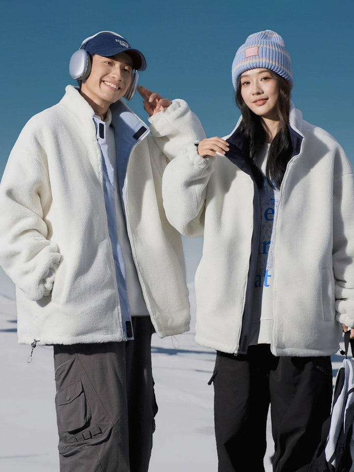 Double-sided Fleece Stand Collar Jacket