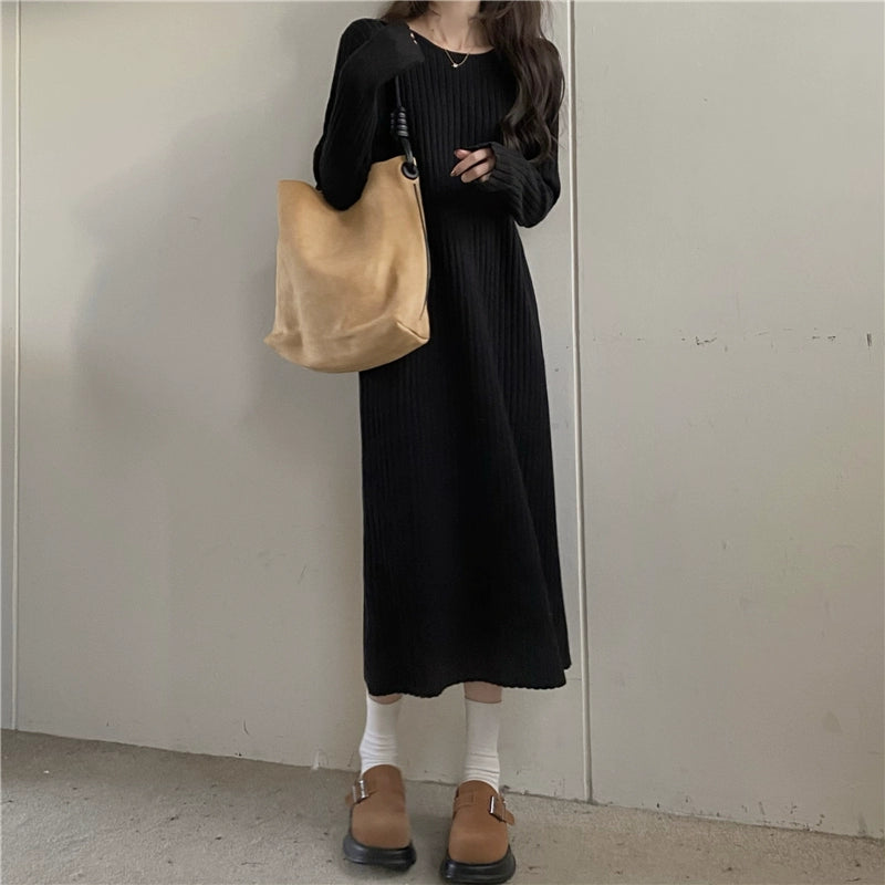 Round Neck Knitted Bottoming Dress