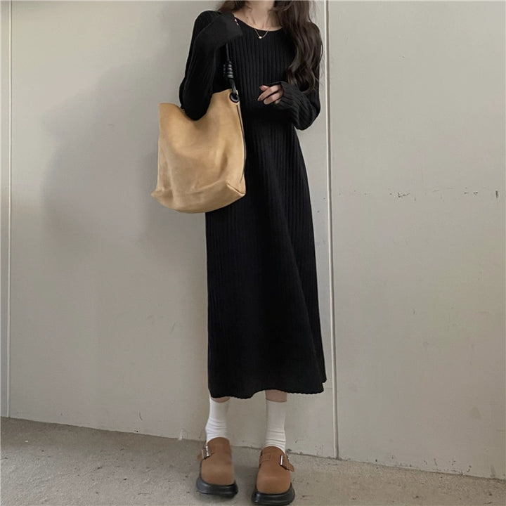 Round Neck Knitted Bottoming Dress