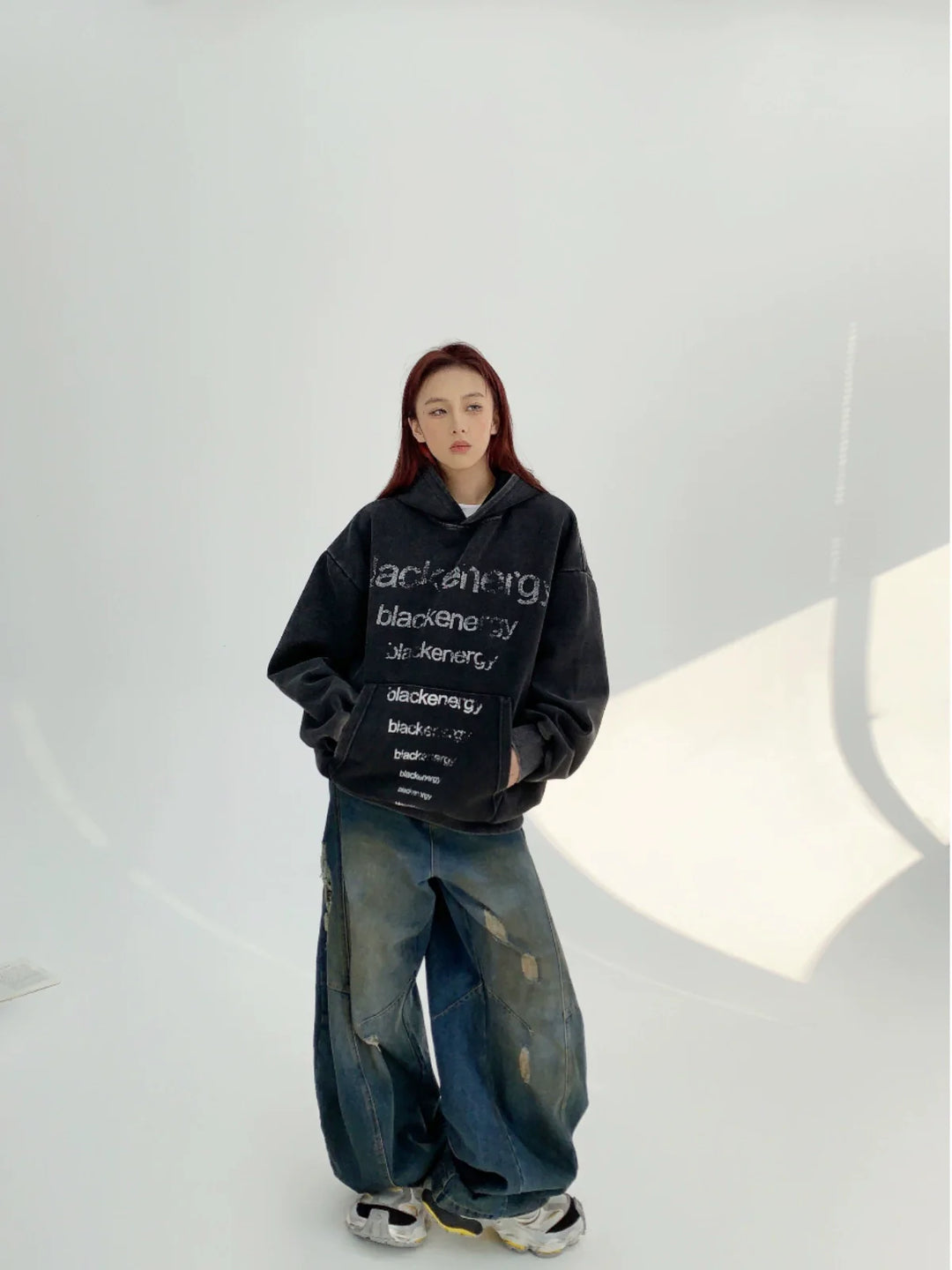 Print Loose Fit Hooded Sweatshirt