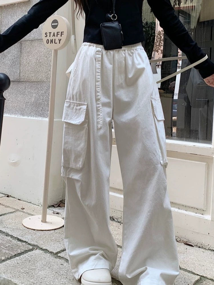 Elastic Waistband Baggy Cargo Pants