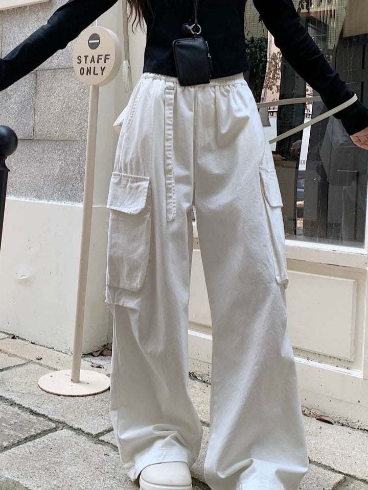 Elastic Waistband Baggy Cargo Pants