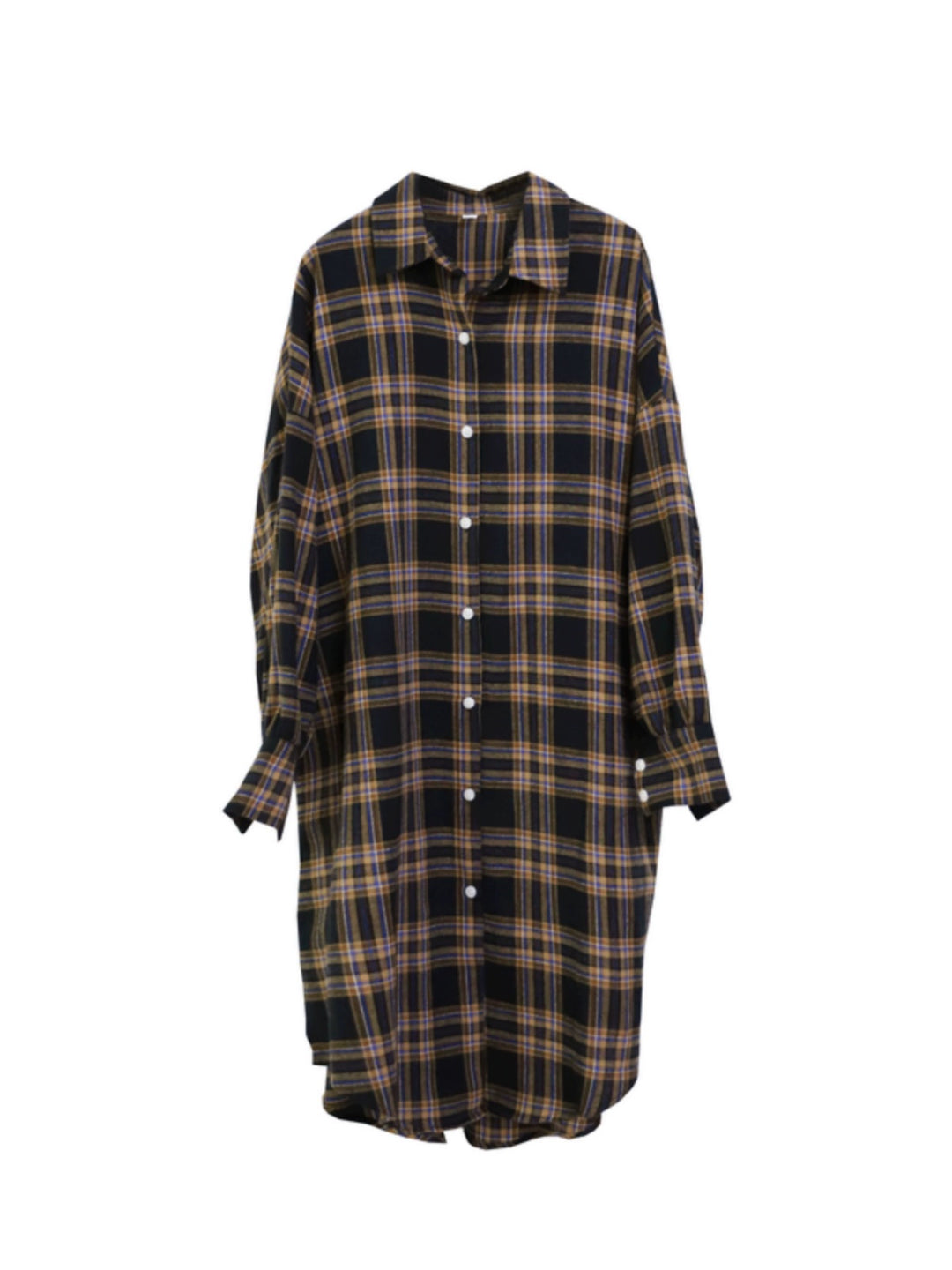 Plaid Long Button-Down Shirt