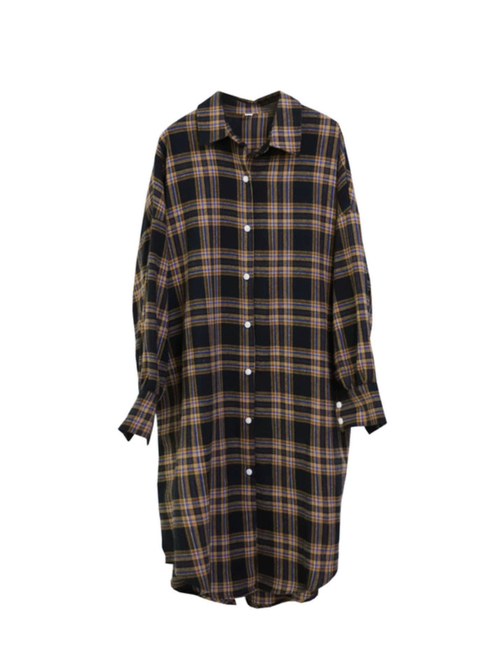 Plaid Long Button-Down Shirt