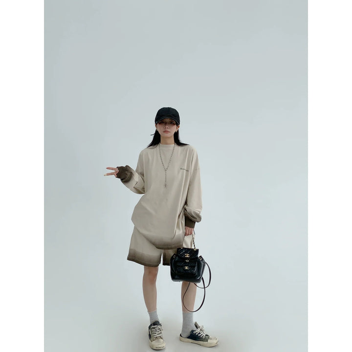 Gradient Long Sleeve Top and Shorts Set