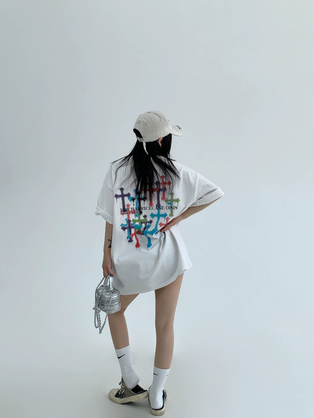 Cotton Graffiti Print Loose Fit T-Shirt