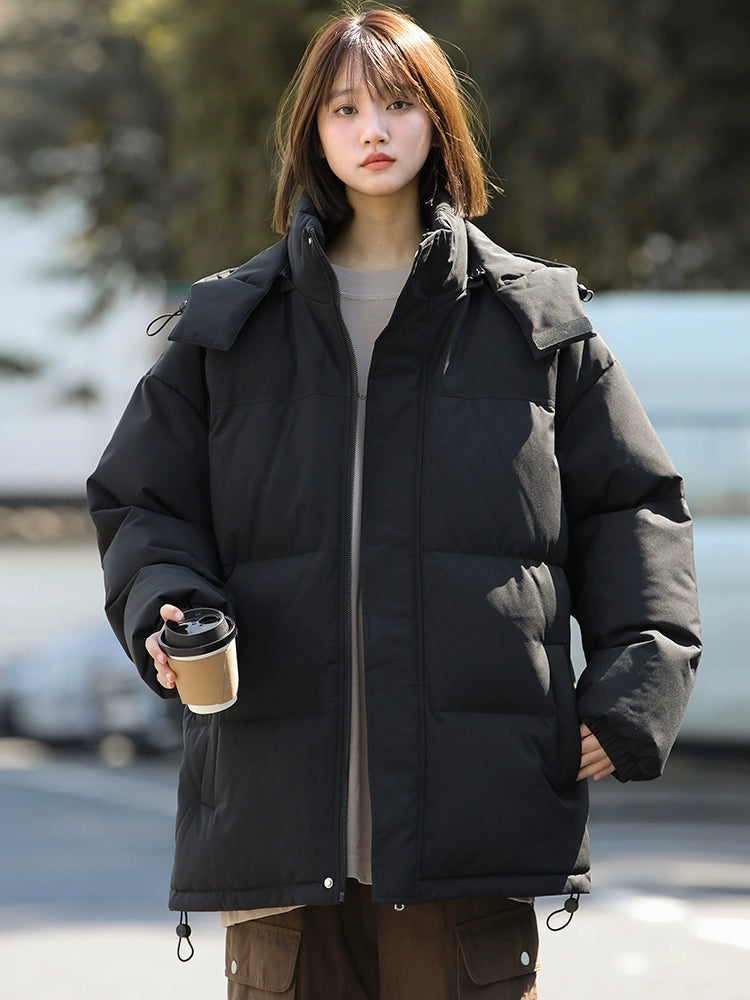 Drawstring Hooded Cotton-Padded Jacket