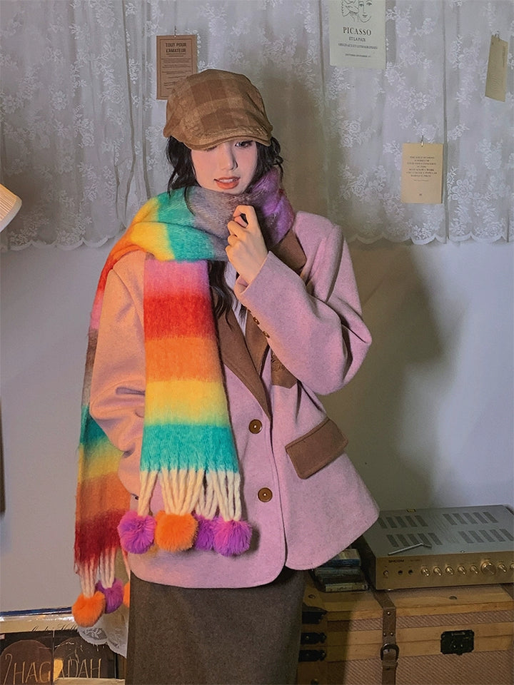 Retro Contrast Loose Suit Jacket